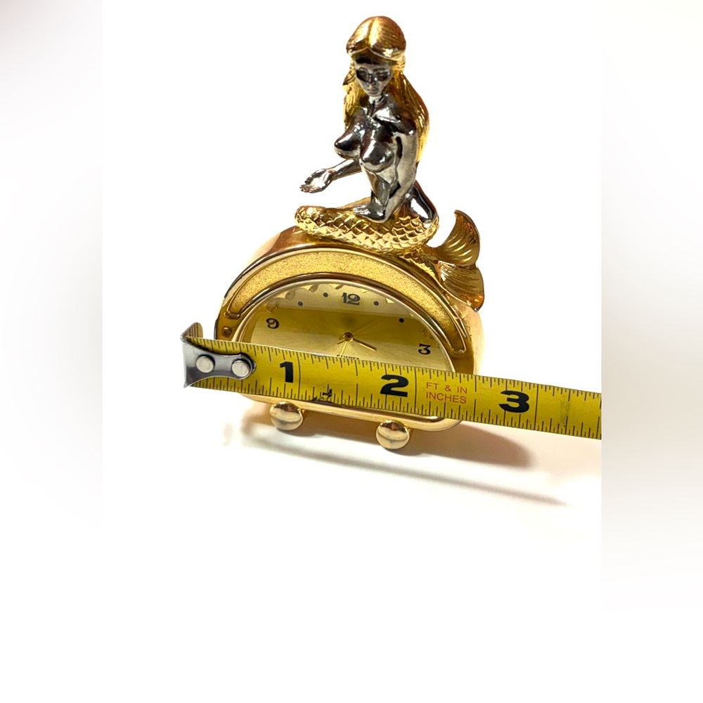 Gold-Plated Mermaid Table Clock - Picture 10 of 12